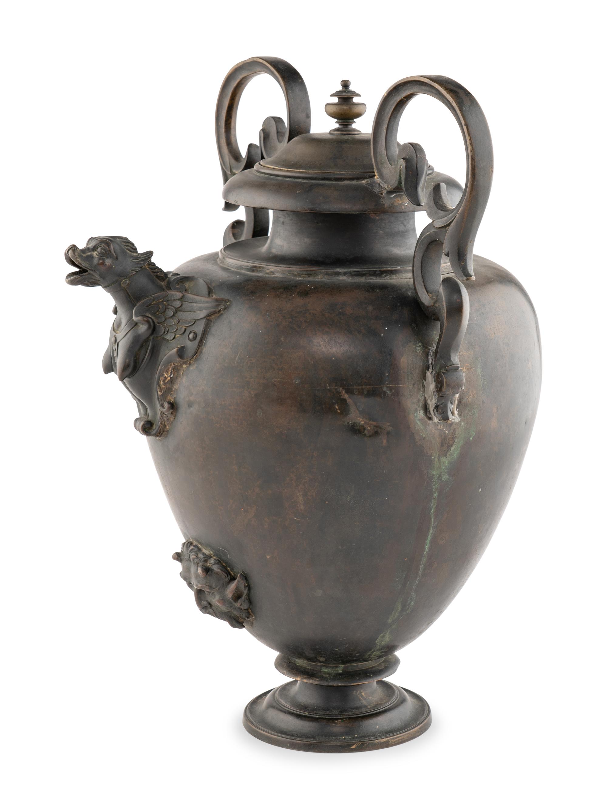 A Continental Bronze Water Urn