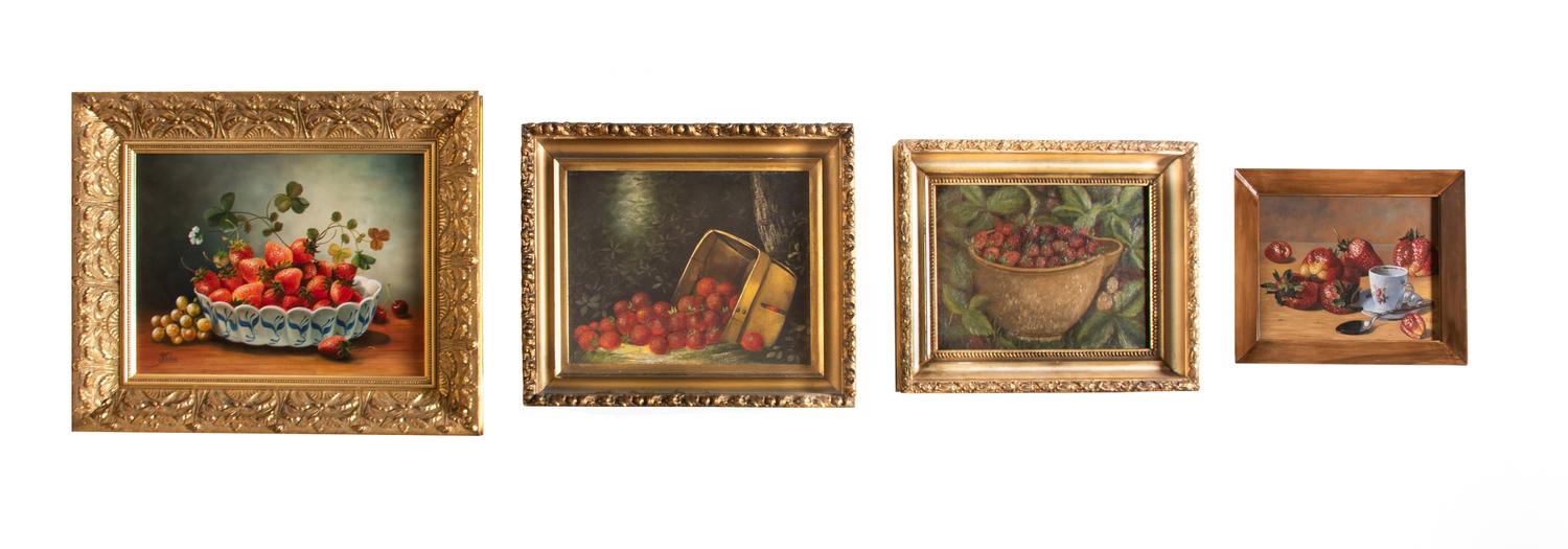 Four Strawberry Still Life Paintings