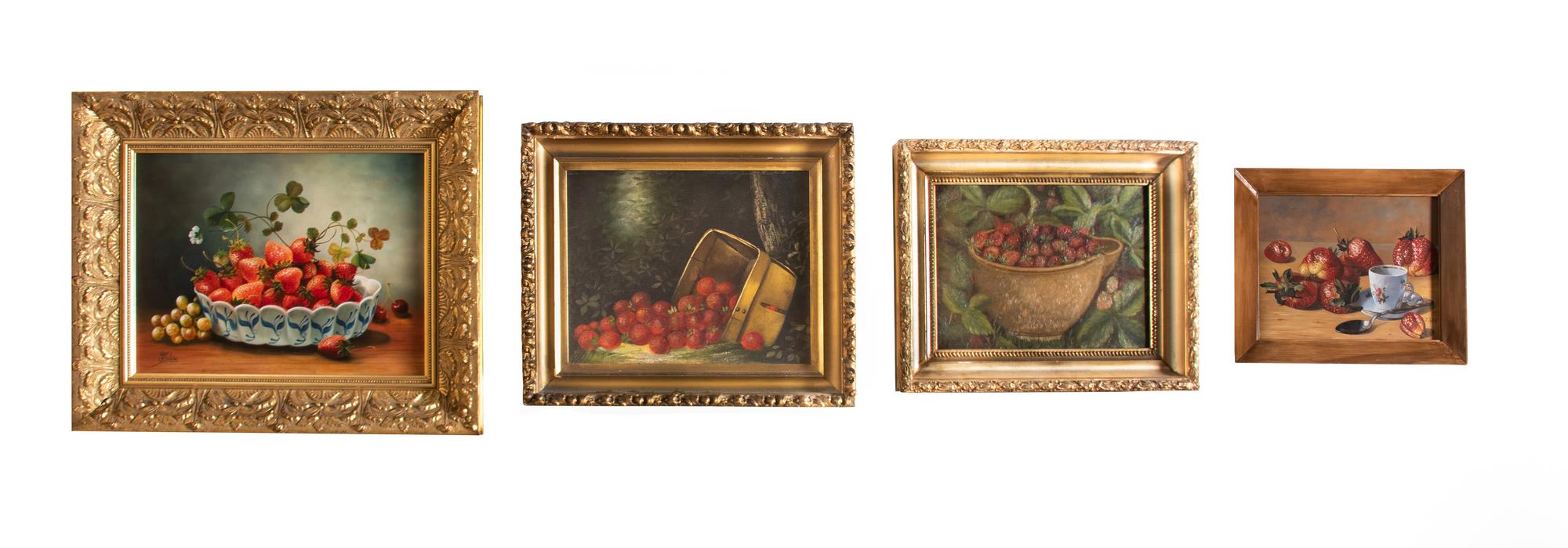 Four Strawberry Still Life Paintings