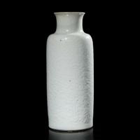A Chinese carved white porcelain sleeve vase 白瓷刻劃花燈籠瓶 Kangxi period ? ??