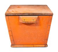 A Salmon Painted Poplar or Maple Dough Box