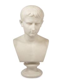 A Continental Carved Marble Bust of the Young Augustus