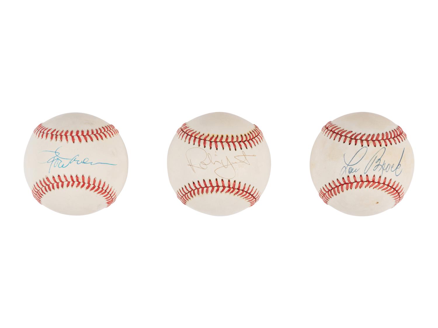 A Group of Nine 3,000 Hit Club Single Signed Autograph Baseballs (Beckett Authentication Services Certified)