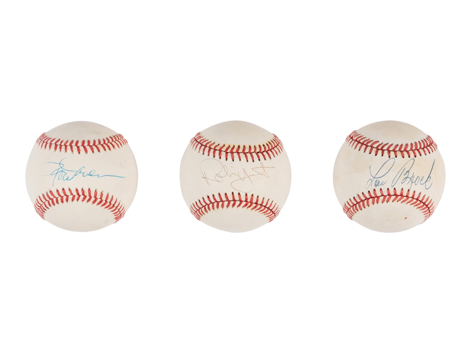 A Group of Nine 3,000 Hit Club Single Signed Autograph Baseballs (Beckett Authentication Services Certified)