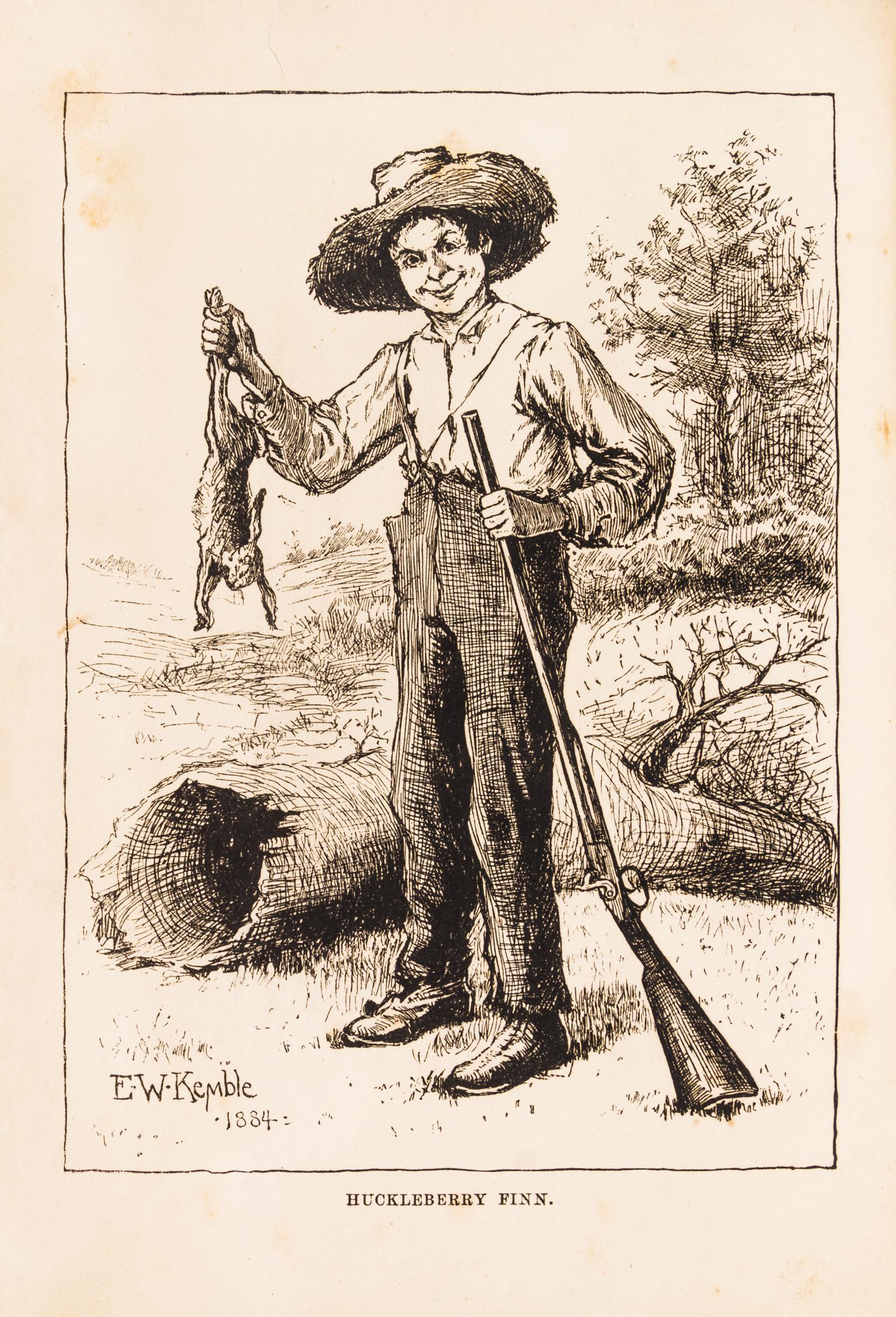 (CLEMENS, SAMUEL) TWAIN, MARK. The Adventures of Huckleberry Finn. Boston, 1885. First US edition, early issue.