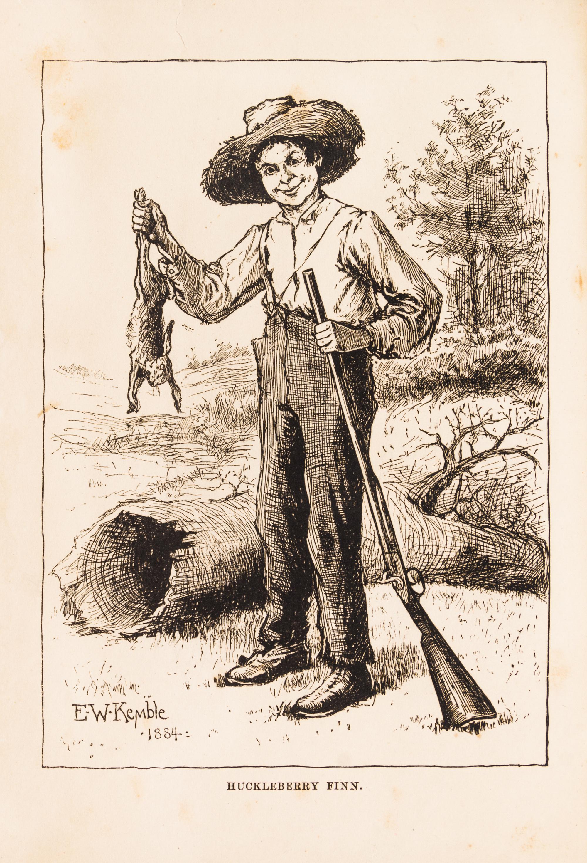 (CLEMENS, SAMUEL) TWAIN, MARK. The Adventures of Huckleberry Finn. Boston, 1885. First US edition, early issue.
