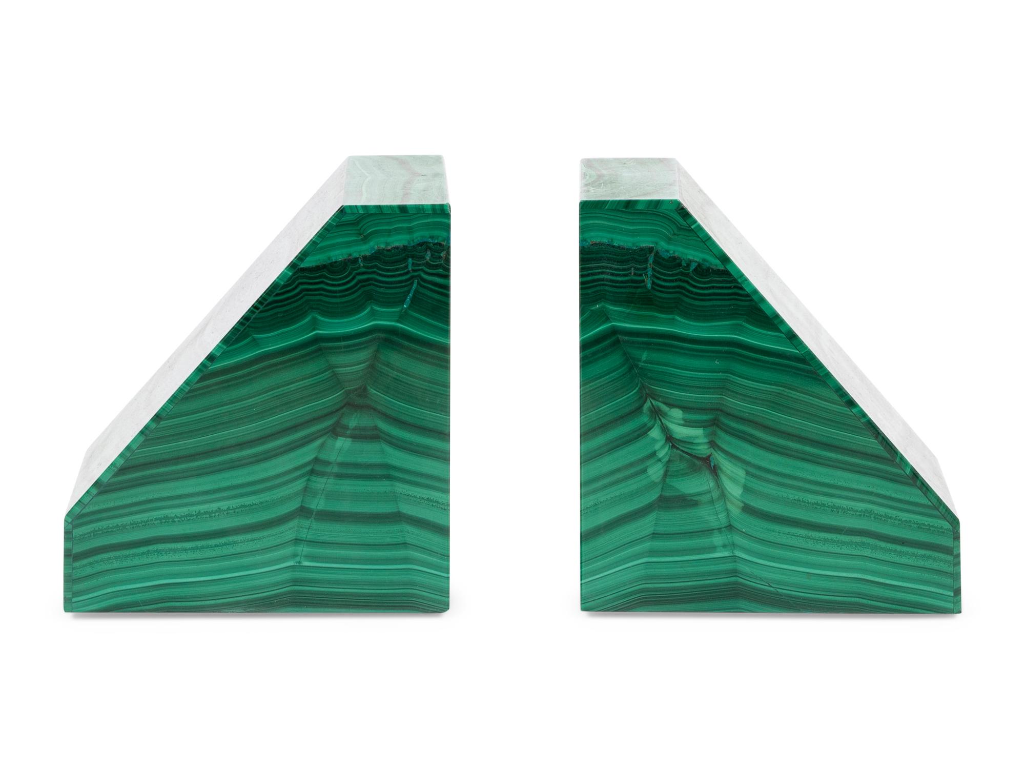 A Pair of Malachite Bookends