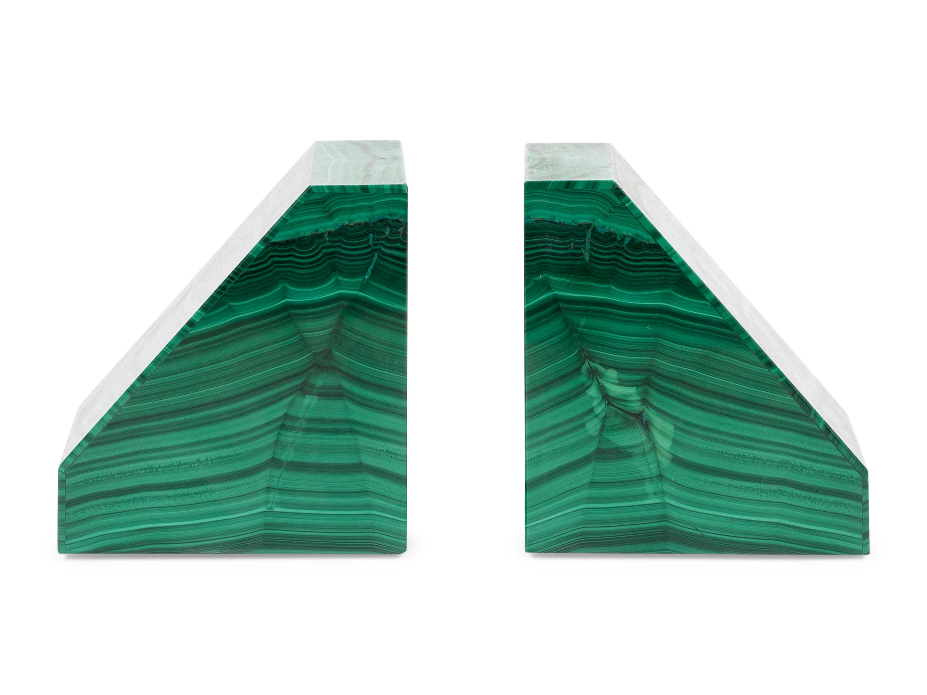 A Pair of Malachite Bookends