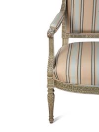 A Louis XVI Style Carved and Painted Fauteuil — 19TH CENTURY
