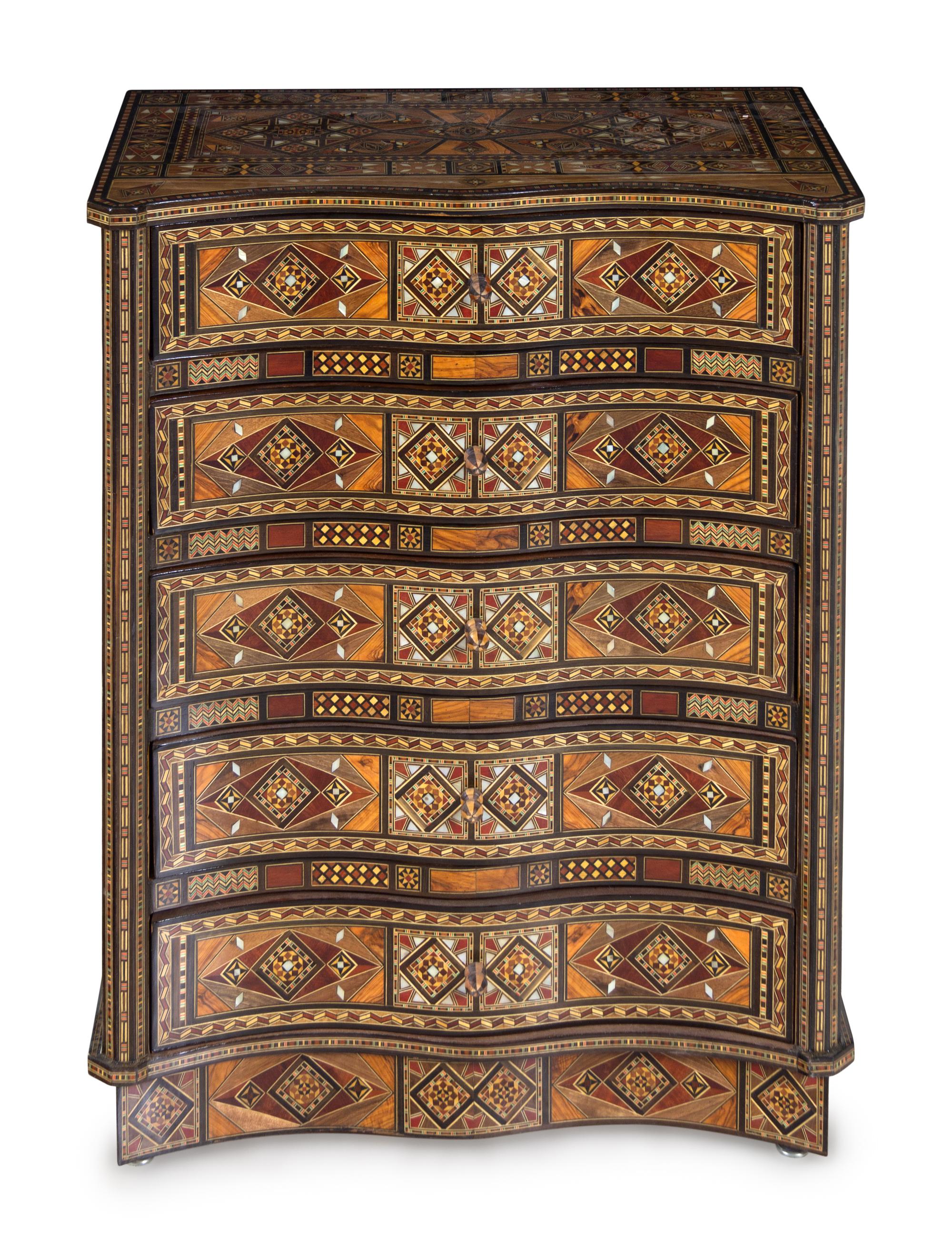 A Syrian Mosaic-Inlaid Chest of Drawers