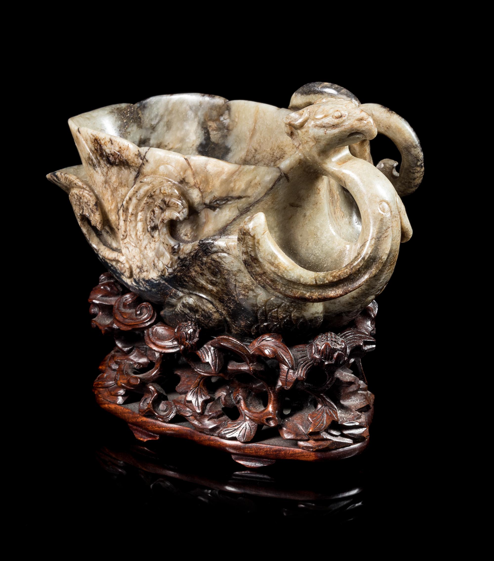 A Chicken Bone and Russet Jade Libation Cup Height 3 1/4 inches. — 20TH CENTURY
