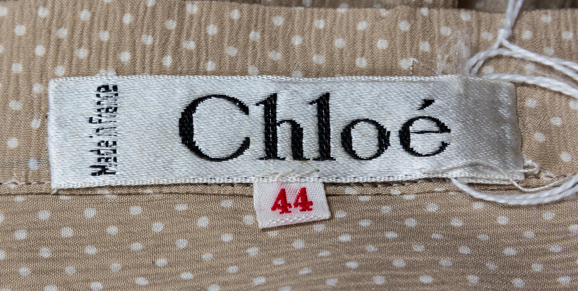 A Chloe Beige and Cream Pleated Skirt, Size 44.