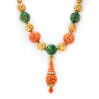 VAN CLEEF & ARPELS, YELLOW GOLD, CORAL, AND JADE NECKLACE