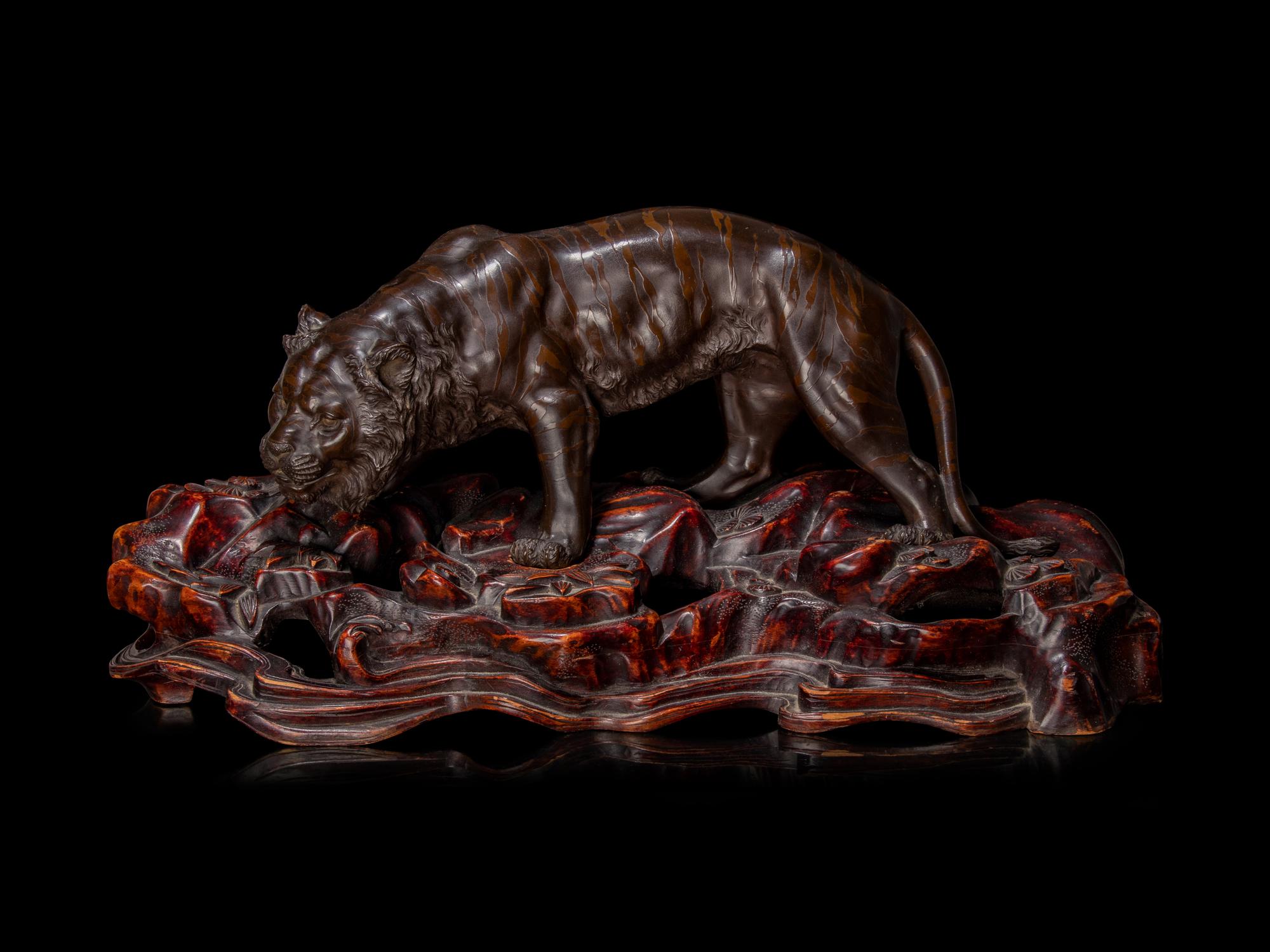 A Bronze Okimono of A Tiger
