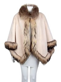 David Green Cream Chinchilla Cape with Fox Trim, late 1990's-2000's