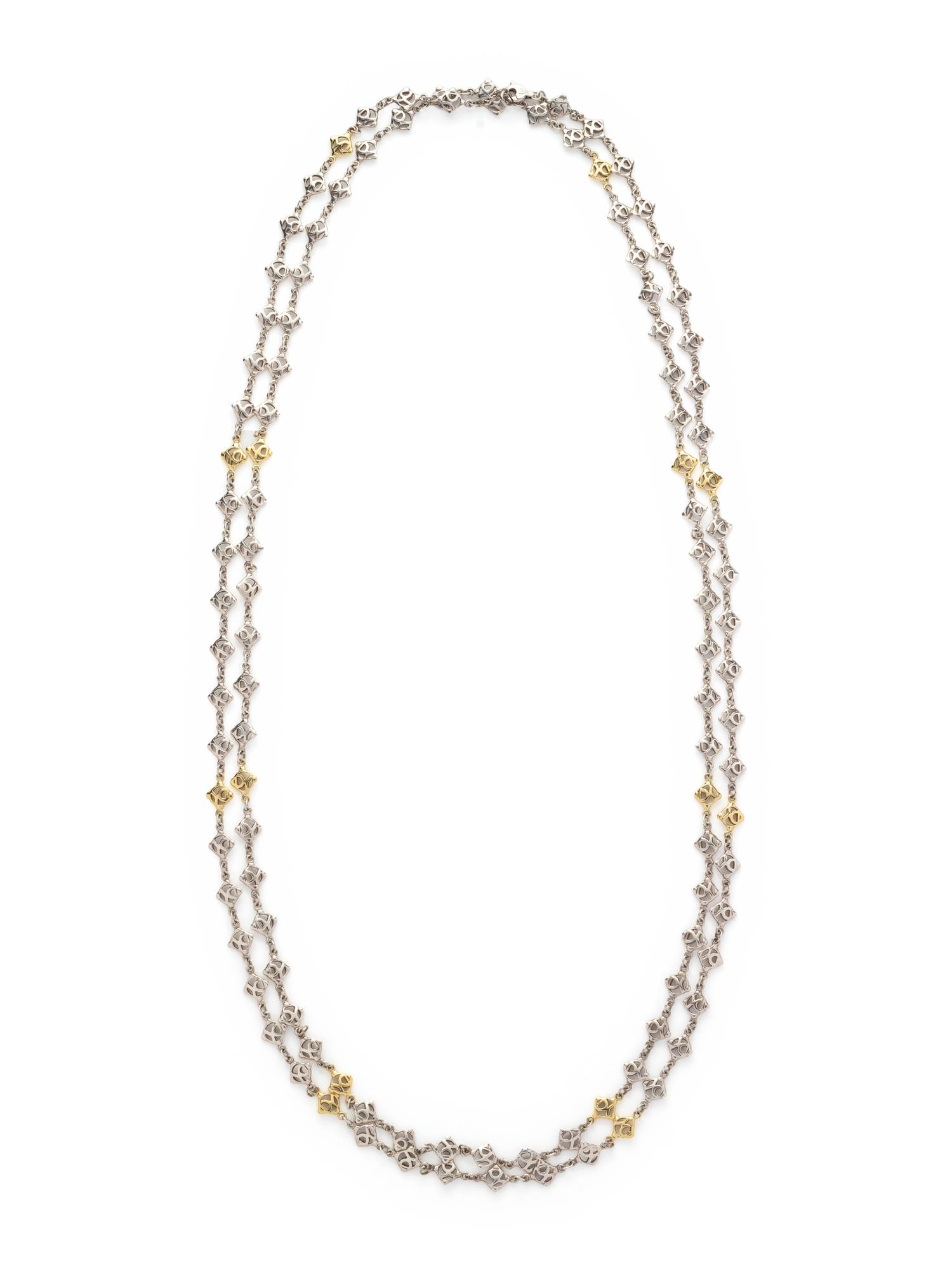 DAVID YURMAN, STERLING SILVER AND YELLOW GOLD LONGCHAIN NECKLACE