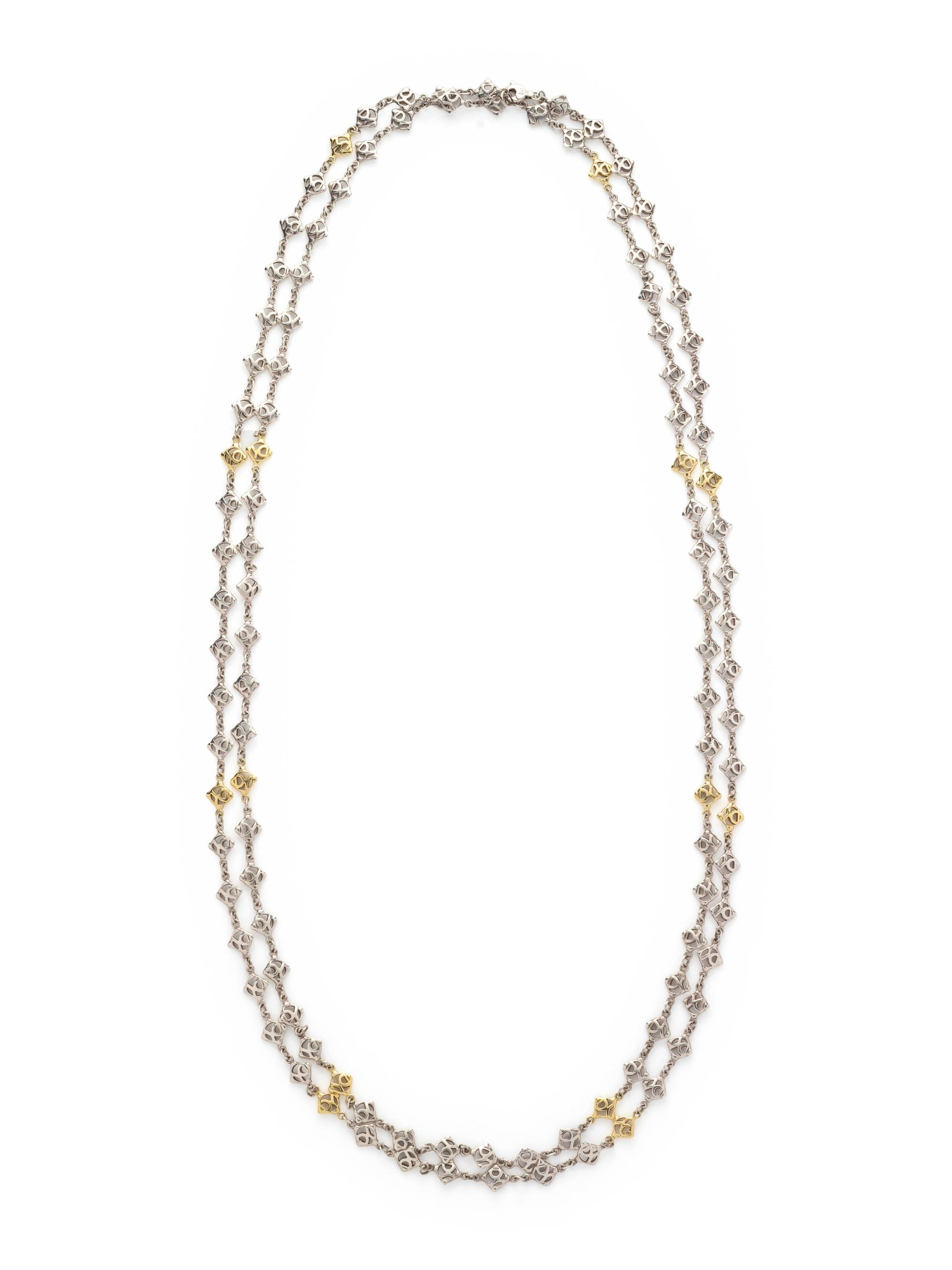 DAVID YURMAN, STERLING SILVER AND YELLOW GOLD LONGCHAIN NECKLACE