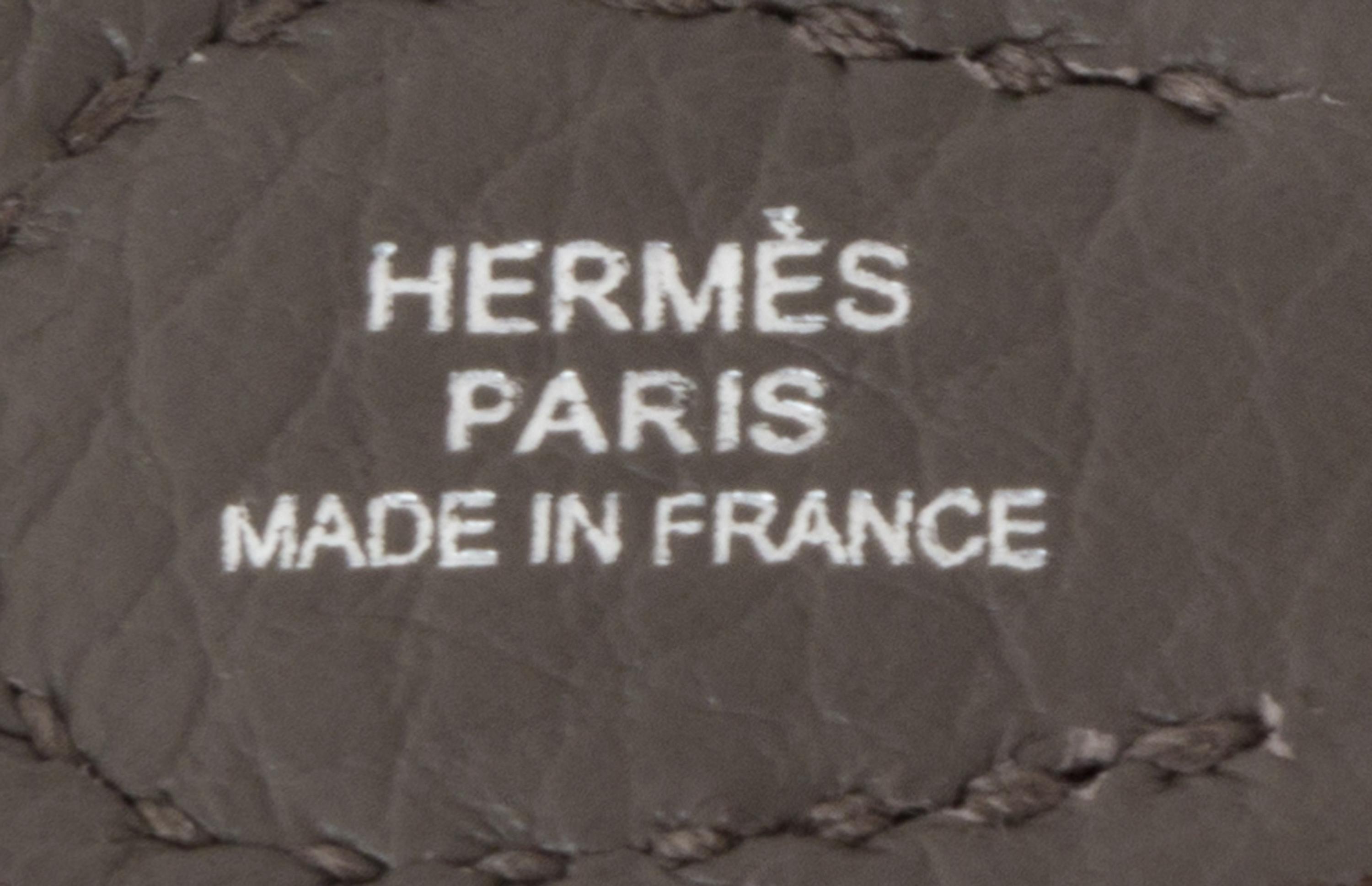 An Hermes Amazone Etain Taurillon Clemence Mini Evelyne Handbag, 6.7" x 7" x 2".