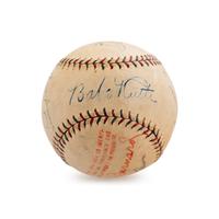 A Legendary Signed Autographed Baseball Featuring Babe Ruth, Hank Aaron, Lou Gehrig, Jimmie Foxx, Al Simmons, Connie Mack, Lefty Grove and George Earnshaw (Beckett Authentication Services)