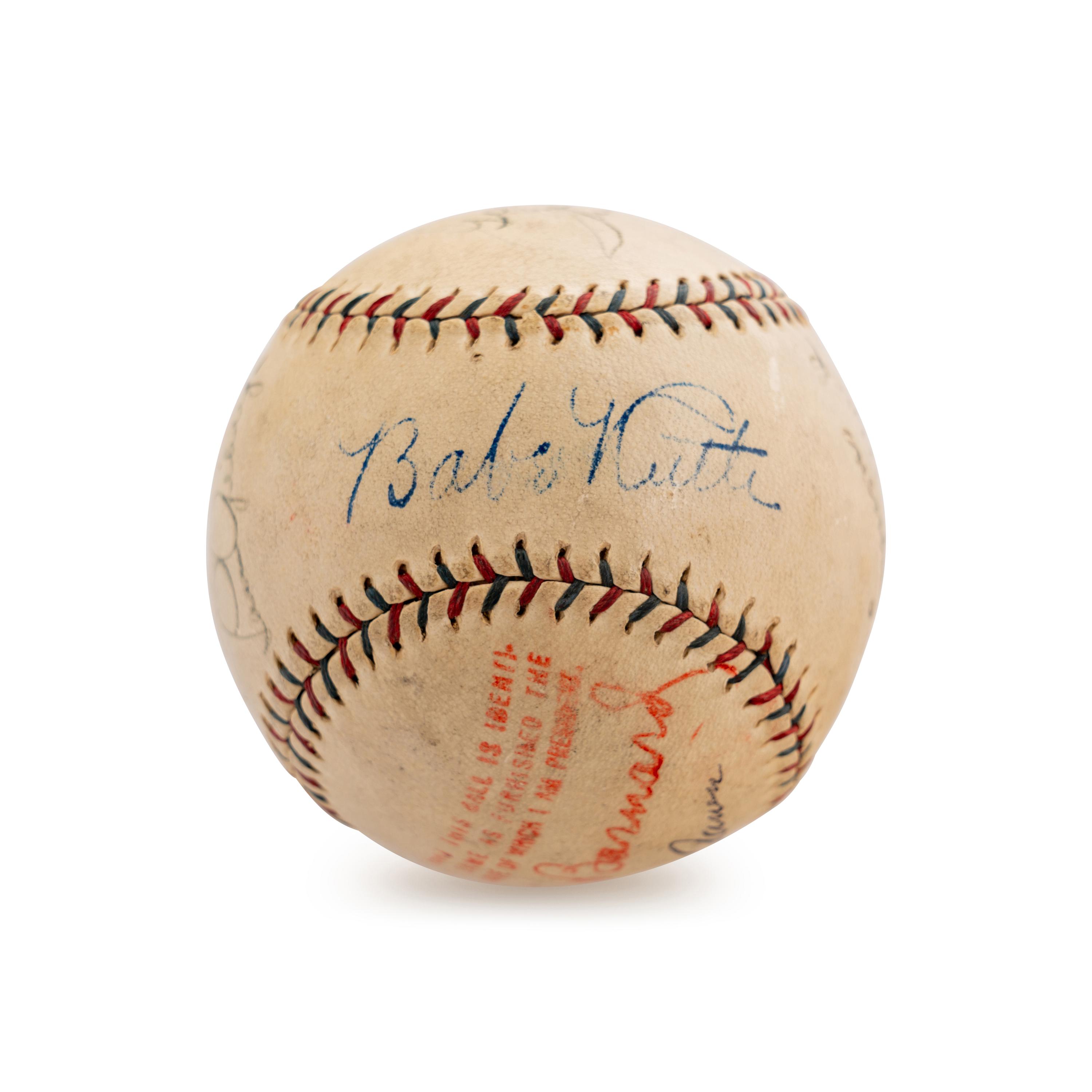 A Legendary Signed Autographed Baseball Featuring Babe Ruth, Hank Aaron, Lou Gehrig, Jimmie Foxx, Al Simmons, Connie Mack, Lefty Grove and George Earnshaw (Beckett Authentication Services)