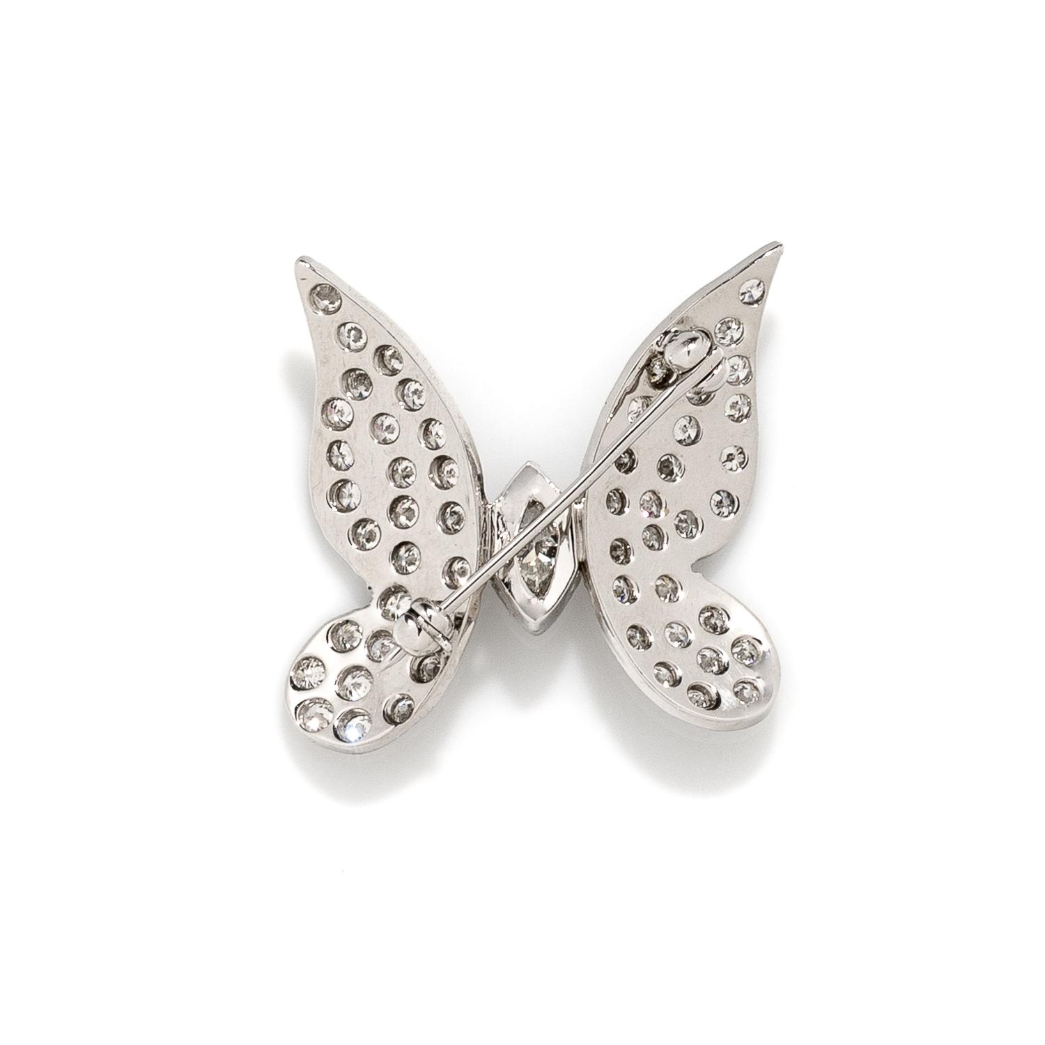 DIAMOND AND WHITE GOLD BUTTERFLY BROOCH