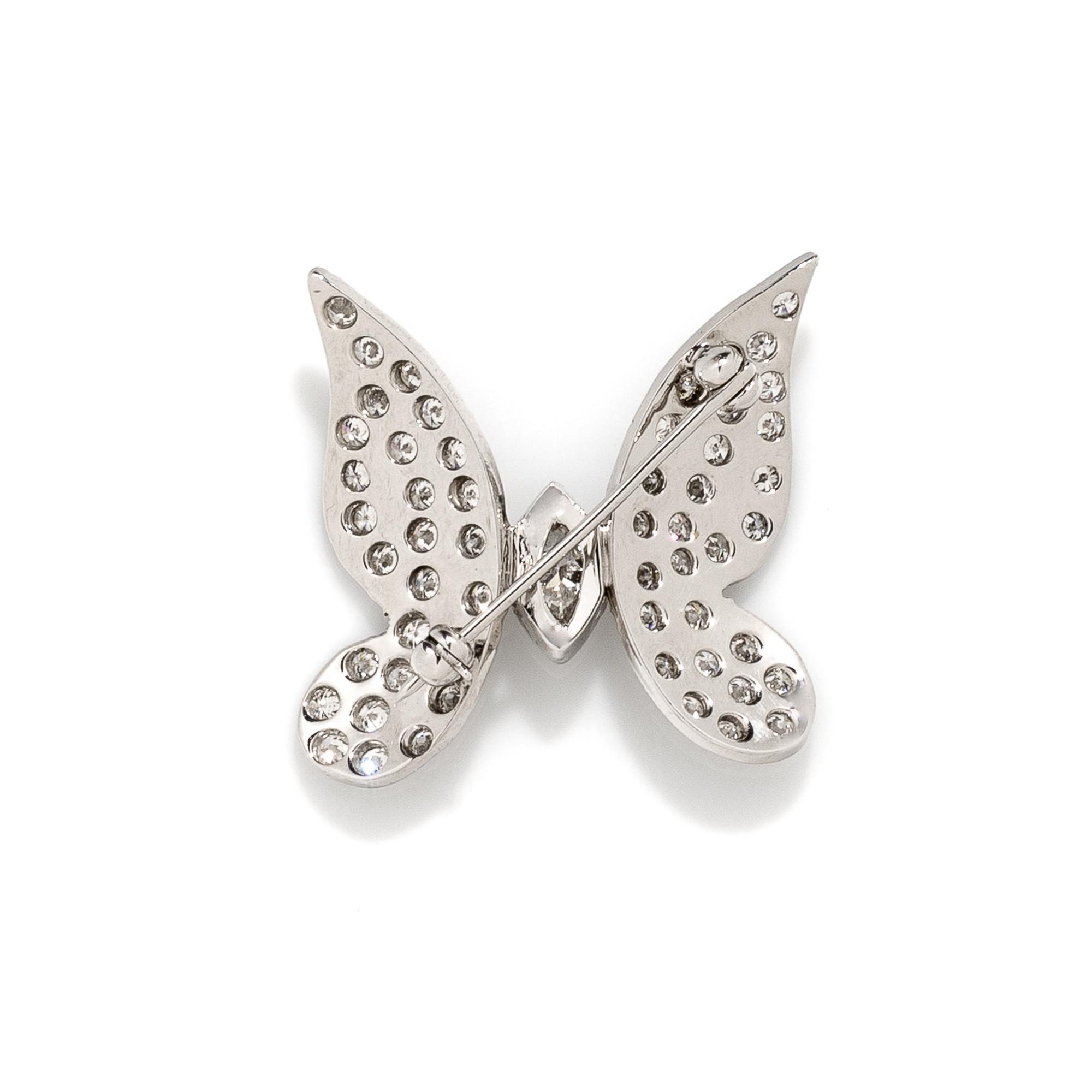 DIAMOND AND WHITE GOLD BUTTERFLY BROOCH