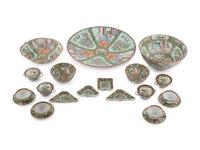 A Collection of Chinese Export Rose Medallion Porcelain Articles