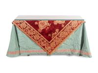 A Custom Glass-Top Console Table with an Italian Tapestry Cover