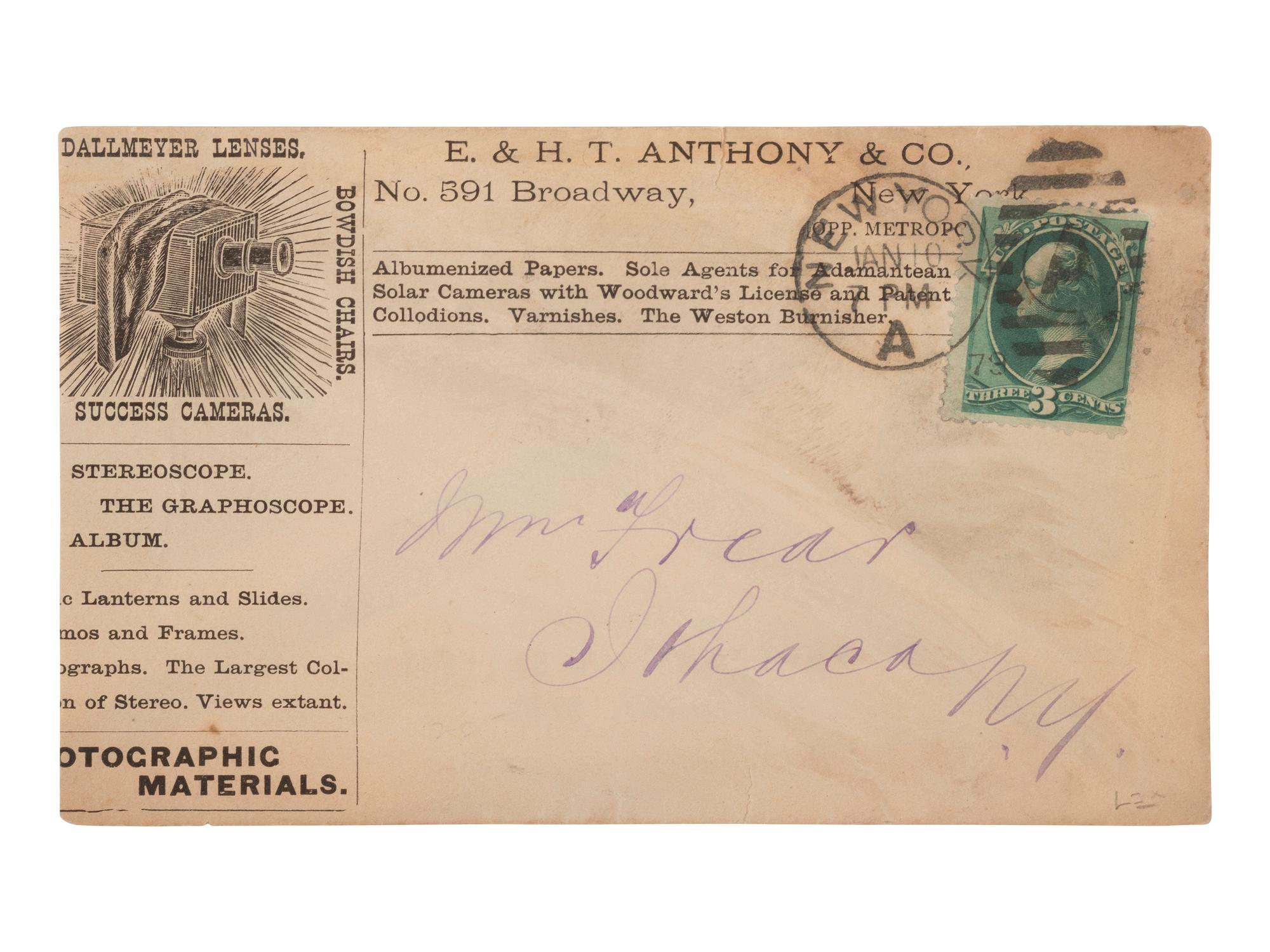 [EARLY PHOTOGRAPHY]. 11 photographic advertising imprints & puzzles, incl. E.&H.T. Anthony cover.