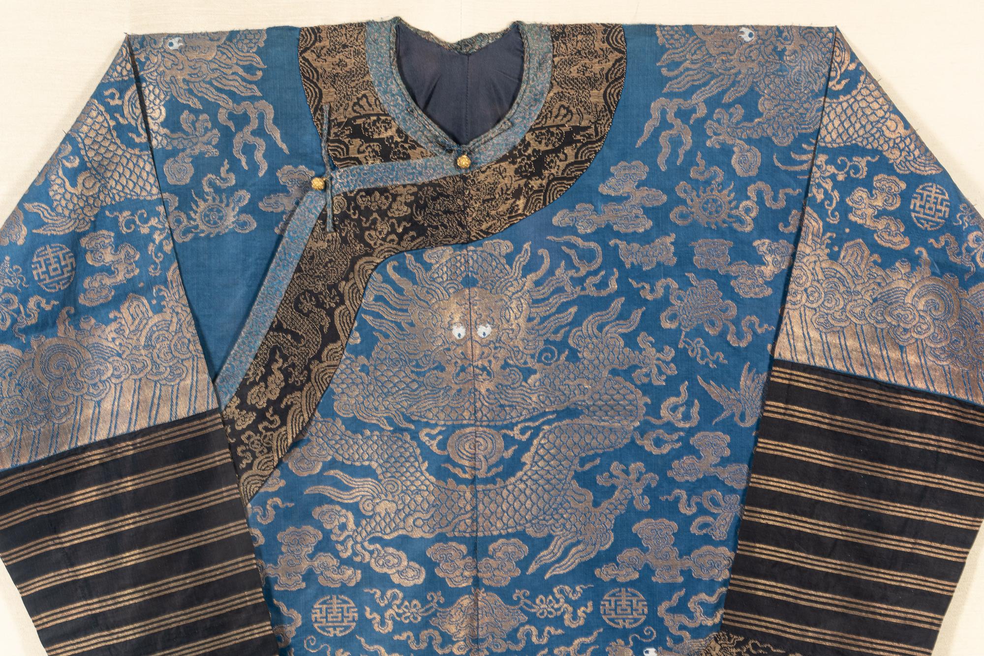 A Blue Ground Silk Dragon Robe, Jifu