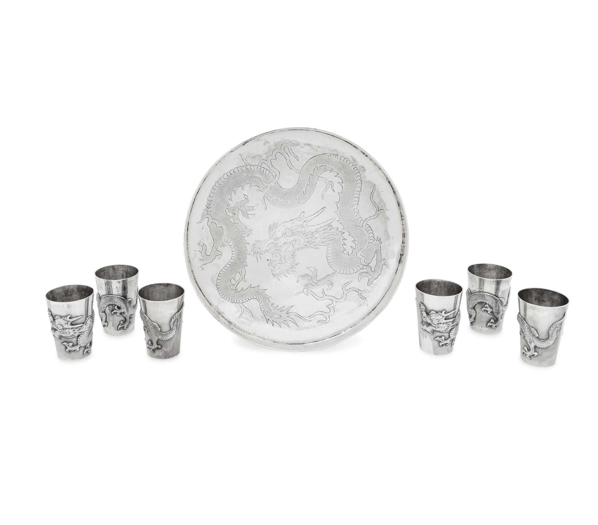 A Chinese Silver 'Dragon' Cocktail Service