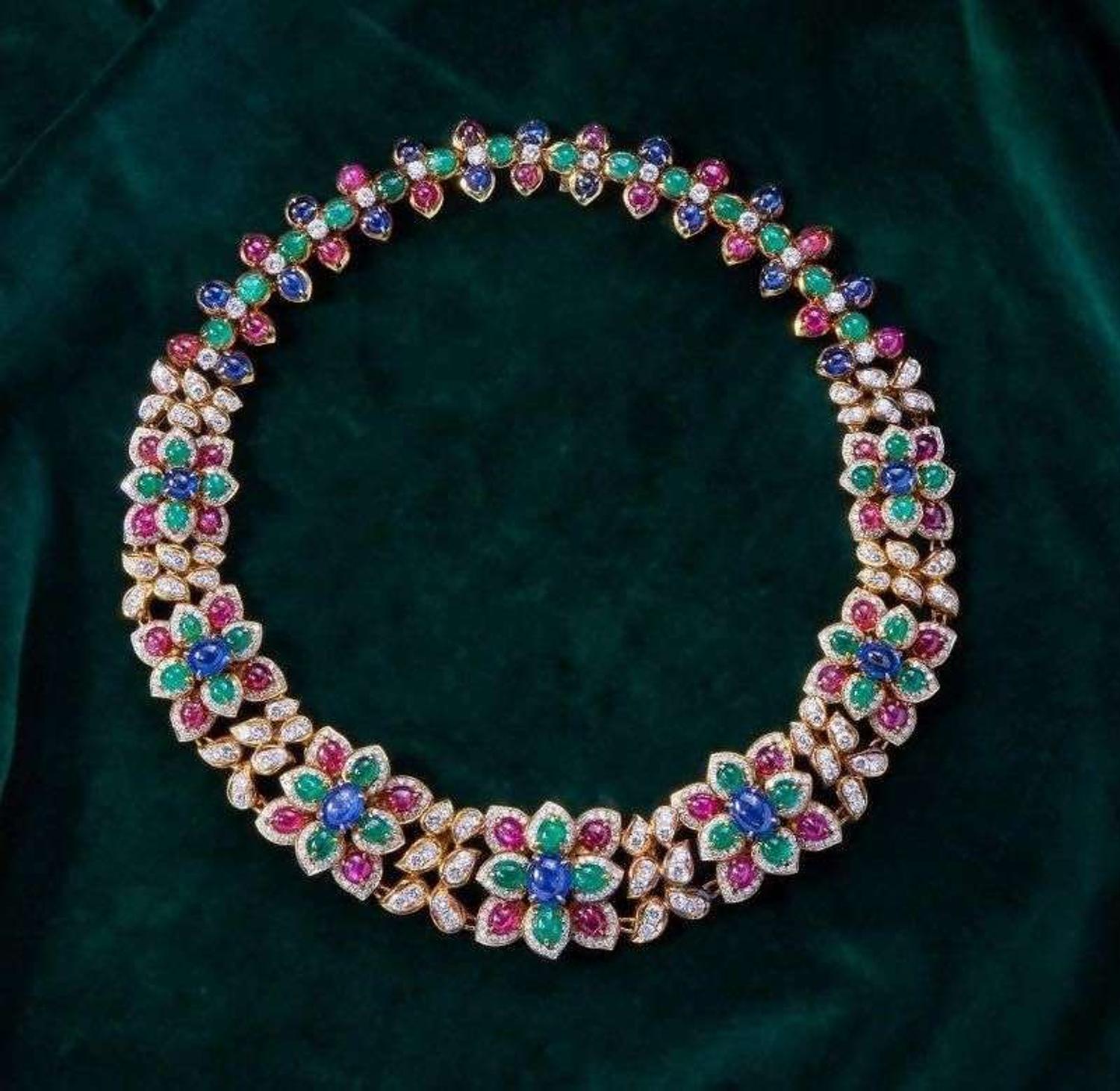 An 18K Yellow Gold and Gemstone Necklace