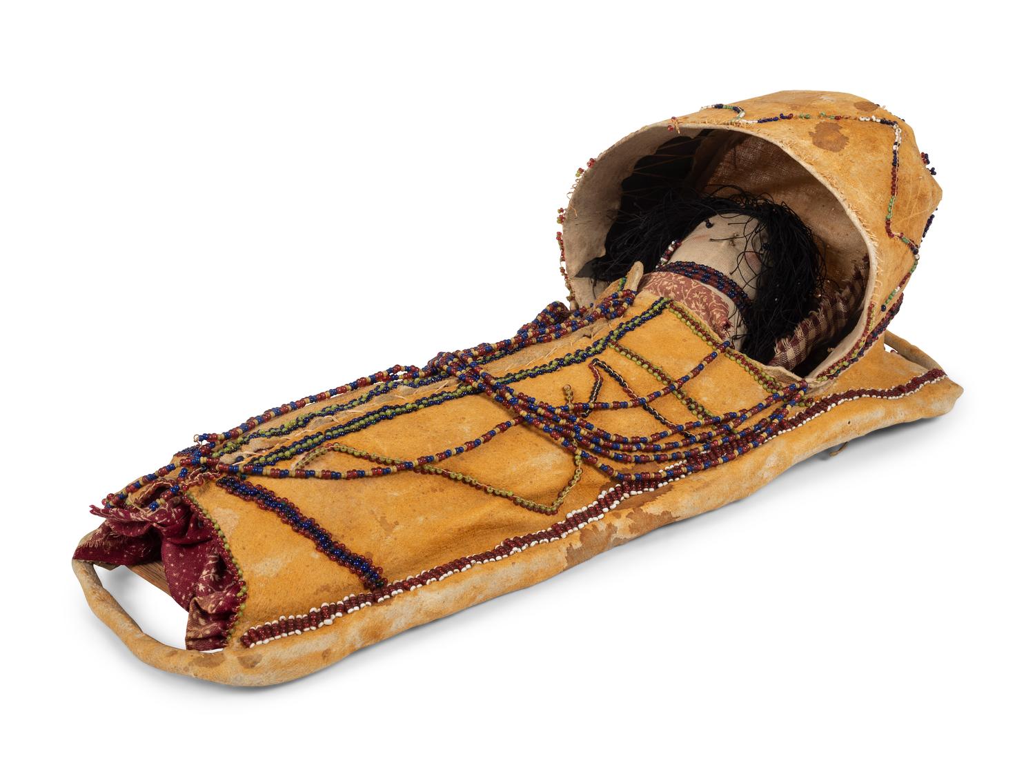 Apache Beaded Hide Doll Cradle