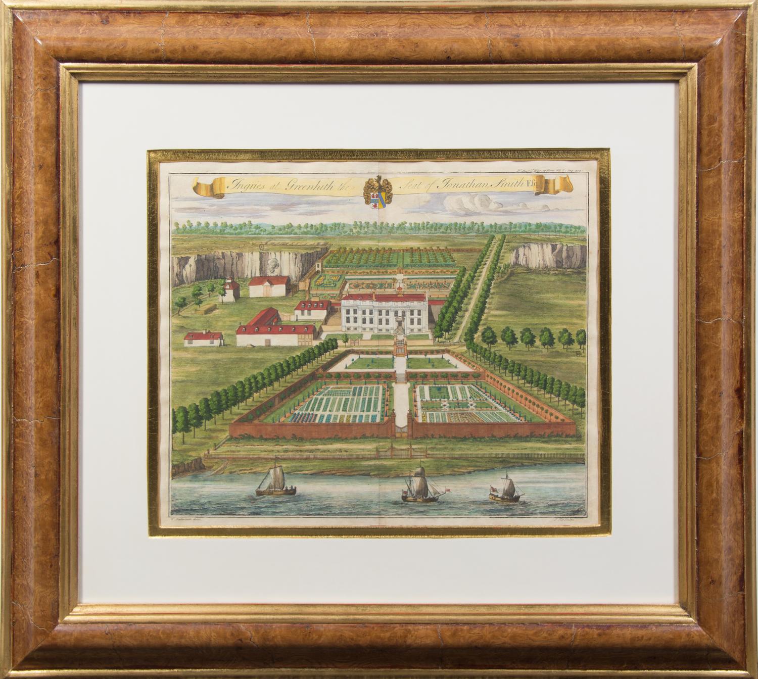A Set of Four Hand-Colored Engravings Each: 27 1/2 x 29 3/4 inches overall.