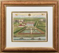A Set of Four Hand-Colored Engravings Each: 27 1/2 x 29 3/4 inches overall.