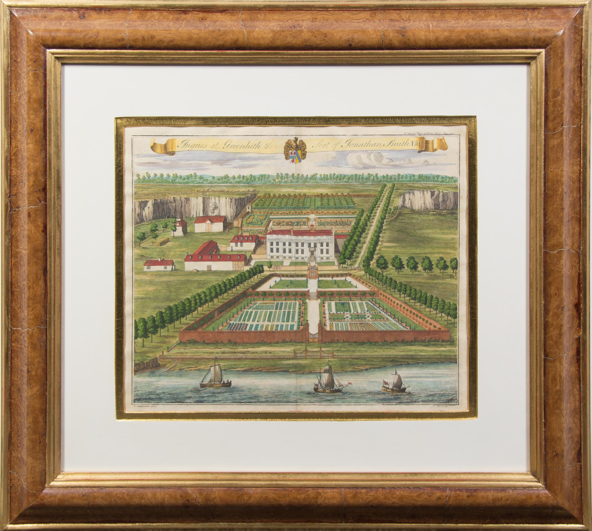 A Set of Four Hand-Colored Engravings Each: 27 1/2 x 29 3/4 inches overall.