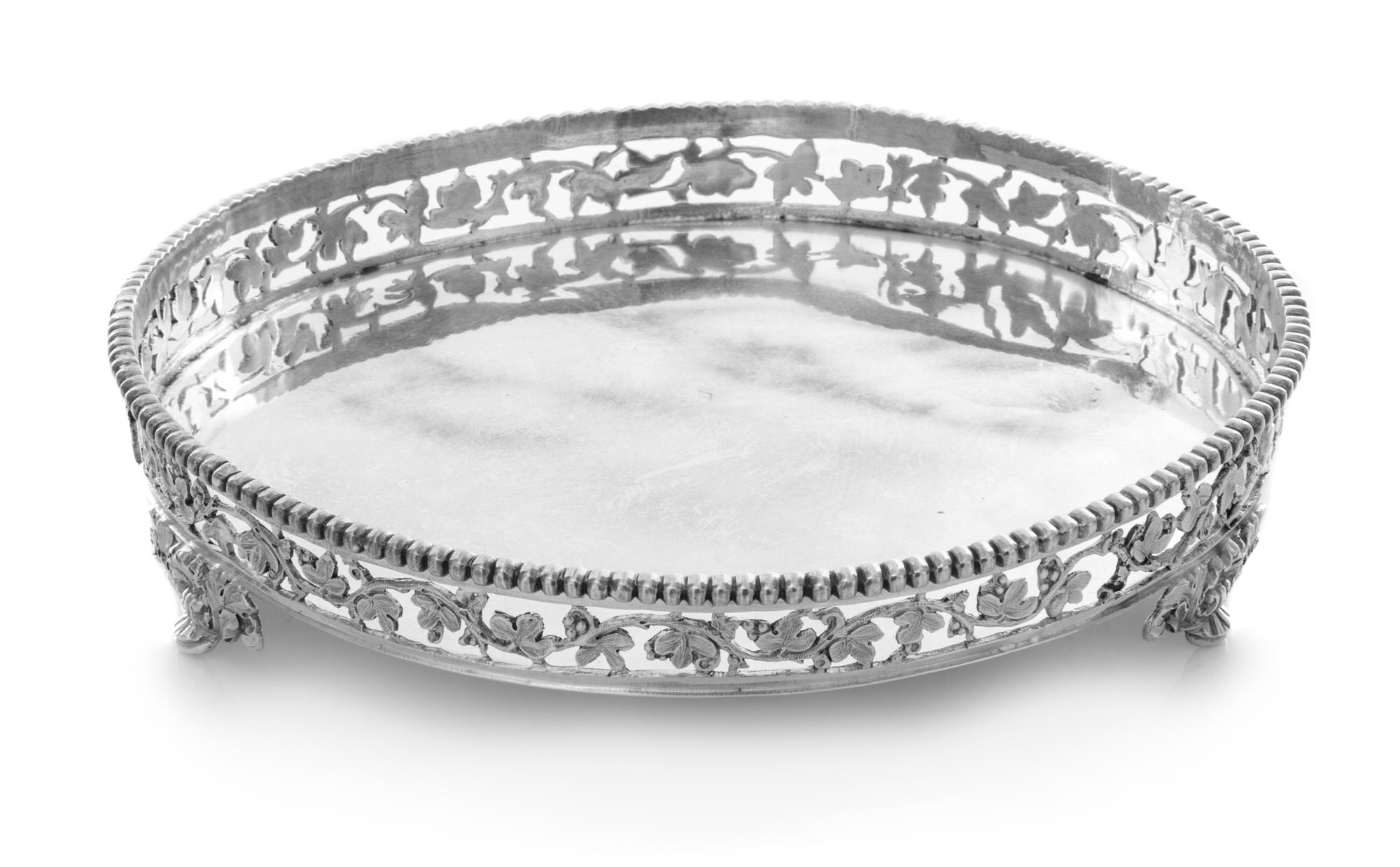 A French Silver Wine Coaster, Alphonse Debain, Paris, First Quarter 20th Century, having a beaded rim and an openwork gallery worked to