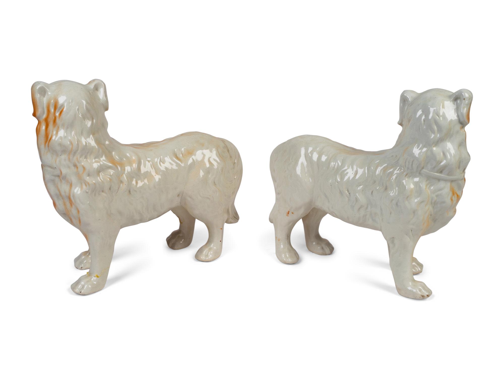 A Pair of Large English Staffordshire Standing Dogs — 19TH CENTURY