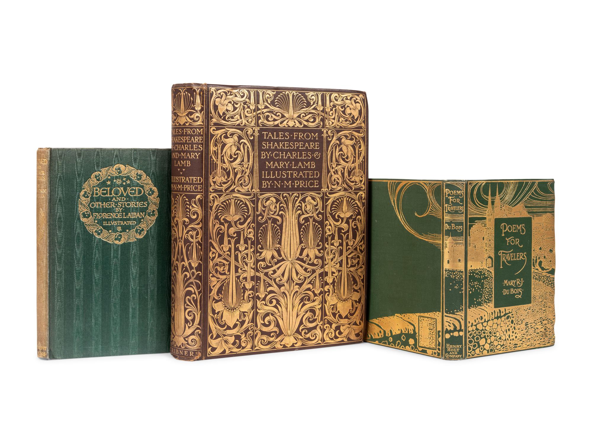 [PUBLISHER'S TRADE BINDINGS - AMERICAN]. A group of 3 bindings designed by A. A. Turbayne, Walter King Stone, and one unidentified.