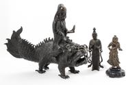 A Group of Three Japanese Figures Height of tallest 13 inches. — 20TH CENTURY