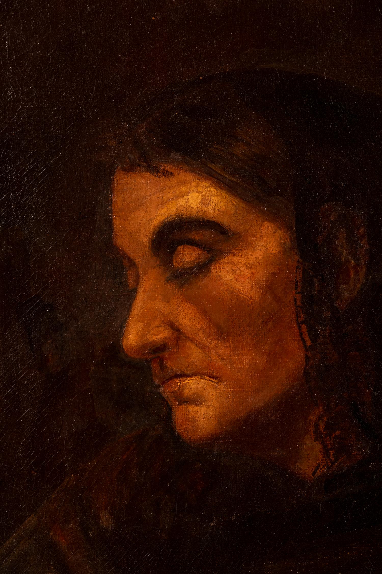 Portrait of a Woman in Black and Brown