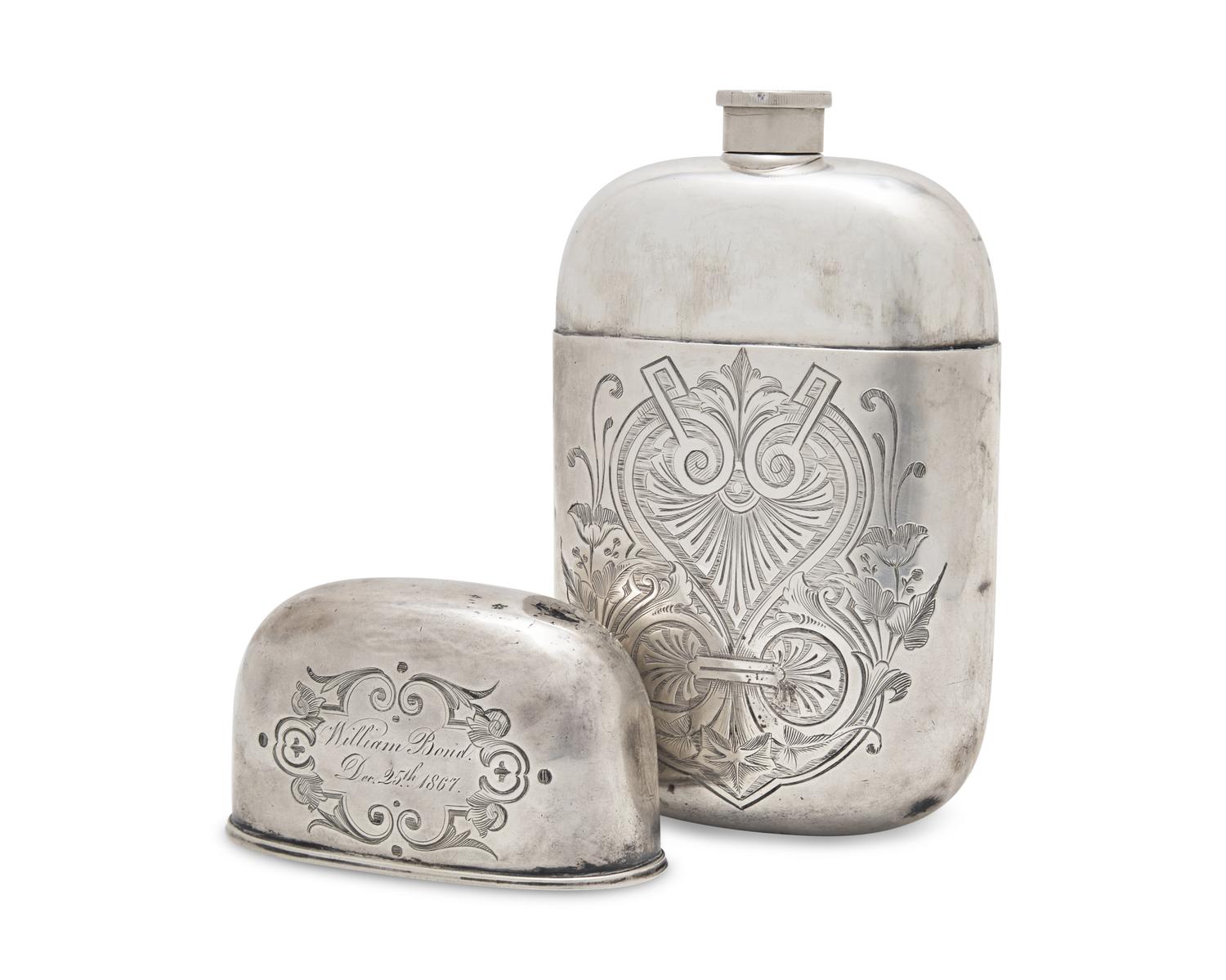 A Silver Presentation Flask for William S. Bond (1839-1892)