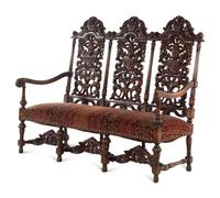 A William and Mary Style Carved Walnut Bench