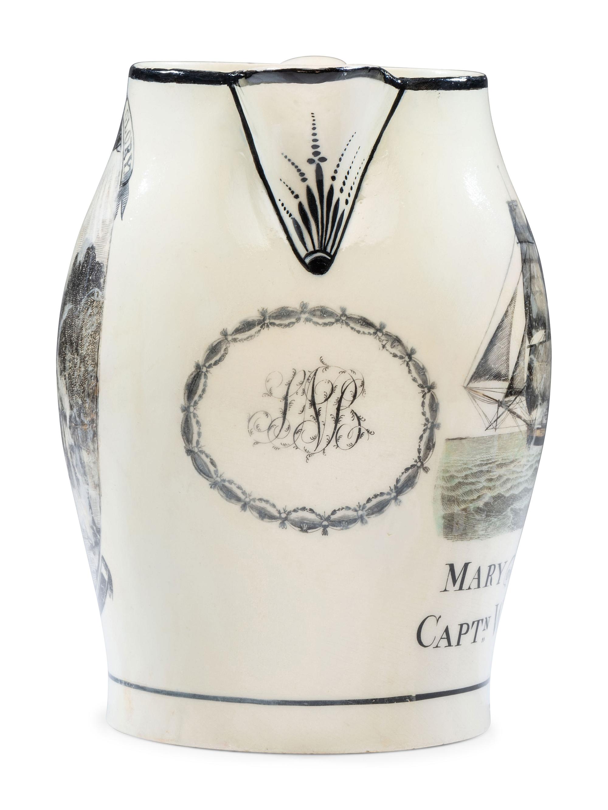 A Liverpool Transfer-Printed Creamware 'Washington In Glory, America in Tears' Pitcher