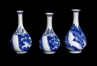 Three Chinese Blue and White Porcelain Vases
