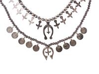 Pair of Petite Navajo Silver Squash Blossom Necklaces