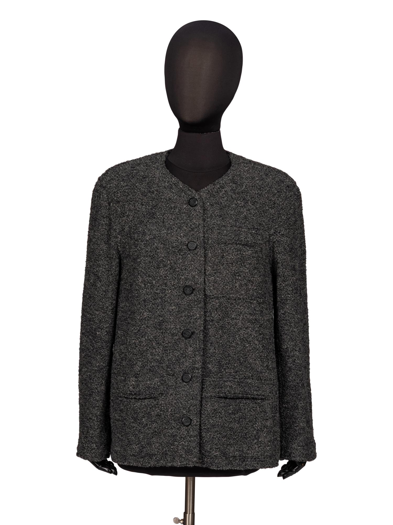 Chanel, Grey Bouclé Tweed Cardigan Jacket