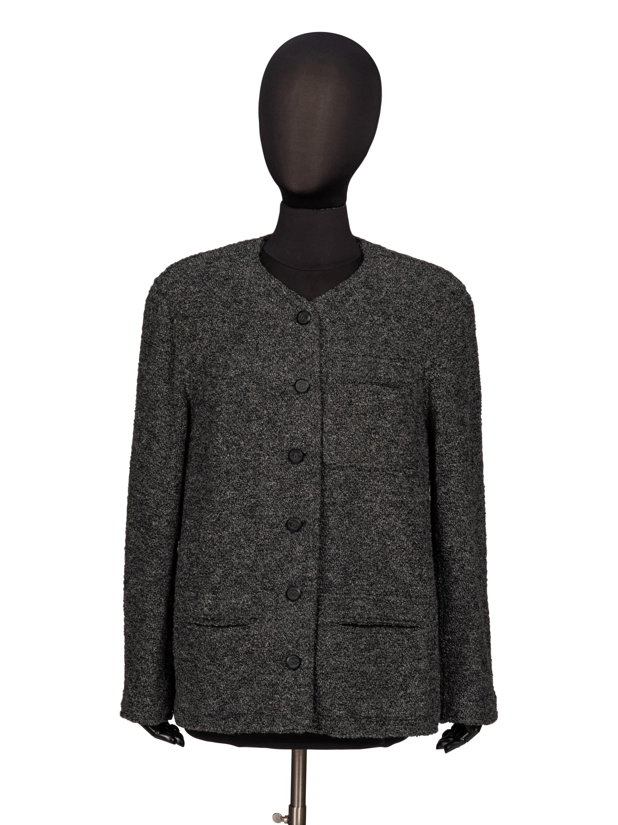 Chanel, Grey Bouclé Tweed Cardigan Jacket