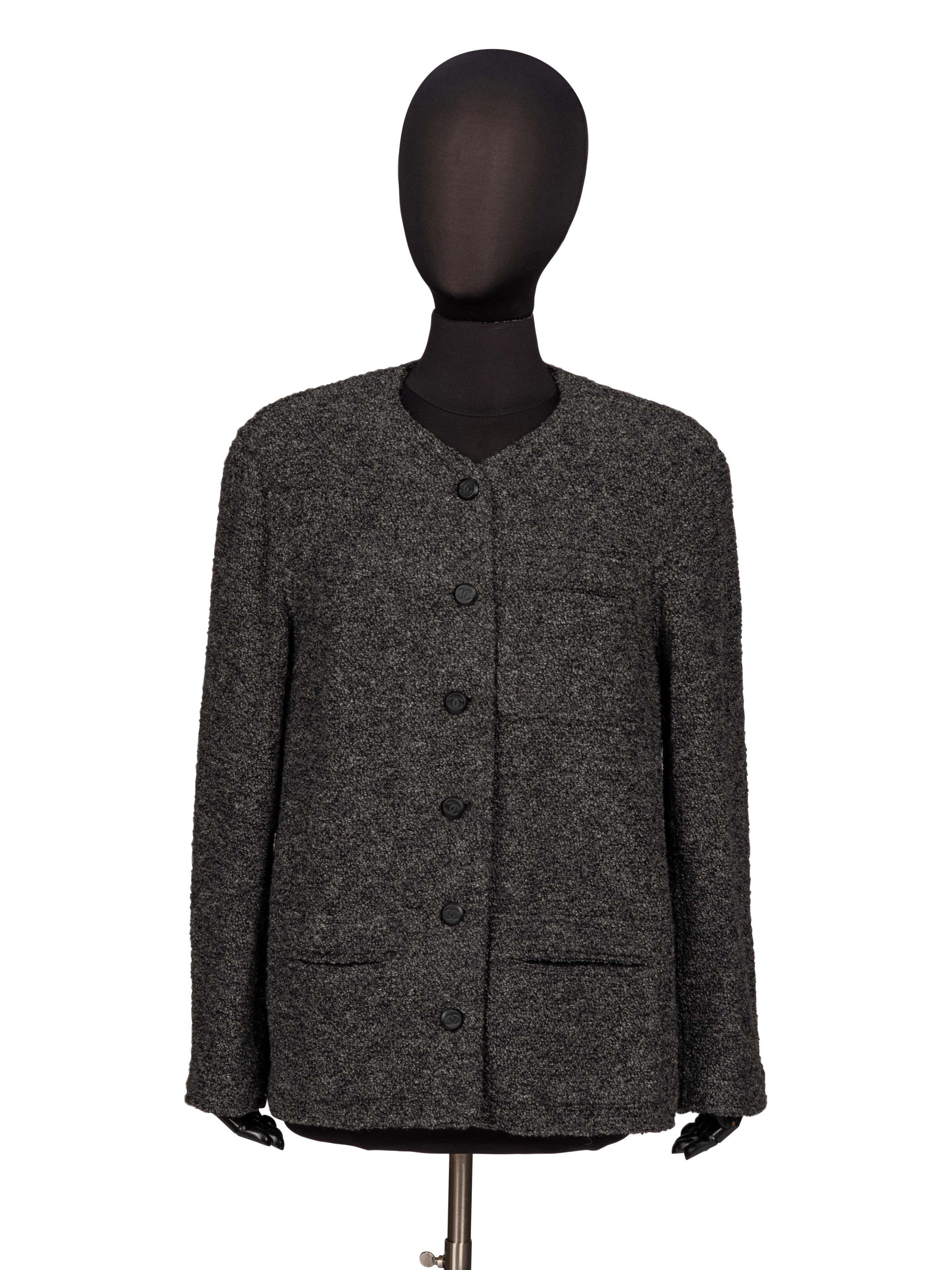 Chanel, Grey Bouclé Tweed Cardigan Jacket