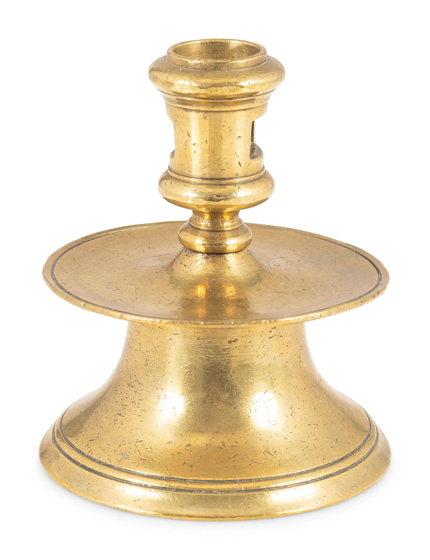 A Continental Brass Capstan Candlestick
